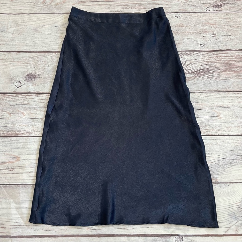 Anthropologie Hutch Isla Maxi Satin Navy Blue Skirt